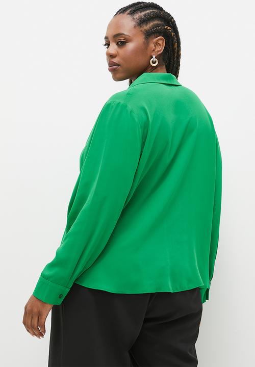 edit - Cowl collar blouse - spring green