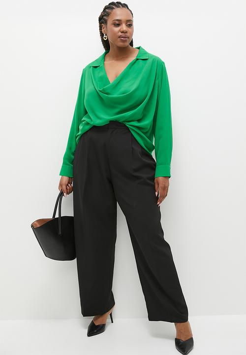 edit - Cowl collar blouse - spring green