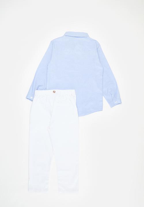 Pop Candy - Shirt and pant set - blue & white