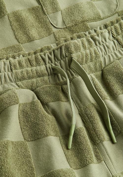 H&M - 2-Piece terry set - khaki green checked 
