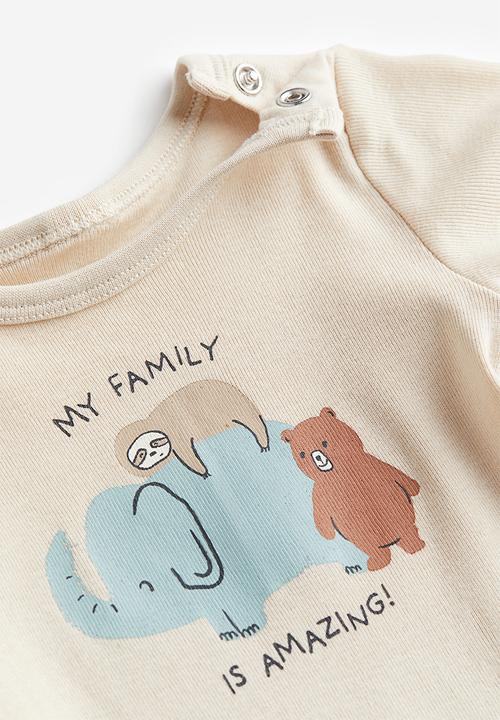 H&M - 2-Piece cotton set - light beige animals