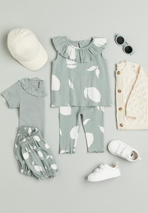 H&M - 2-Piece cotton set - dusky green lemons