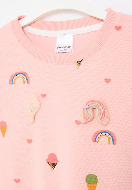 Pop Candy - Rainbow print sweat top - pink