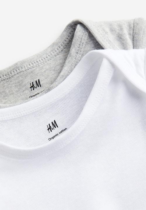 H&M - 2-Pack short-sleeved bodysuits - light grey marl white