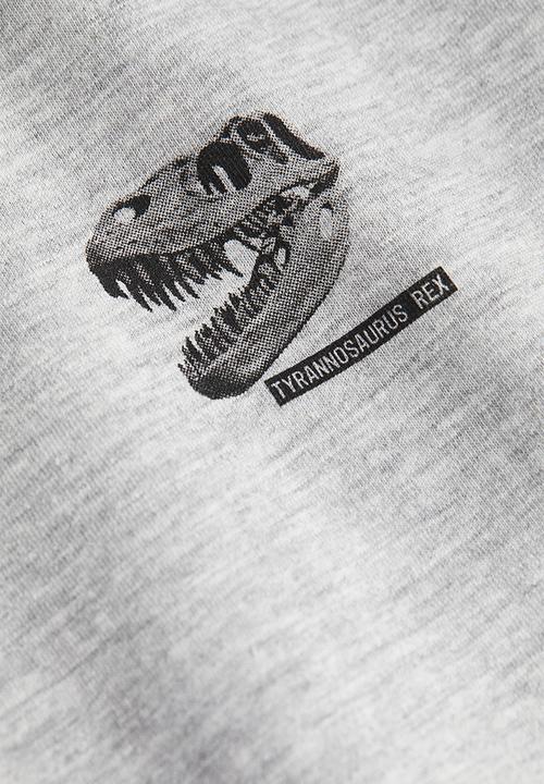 H&M - Cotton T-shirt - grey marl/t.rex