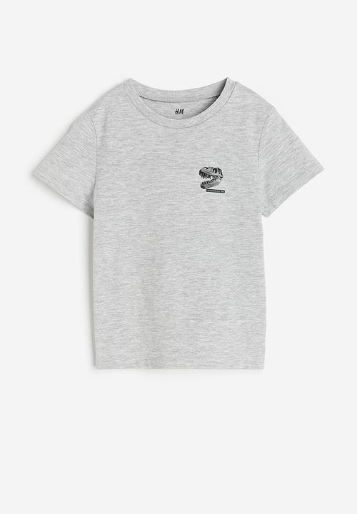 H&M - Cotton T-shirt - grey marl/t.rex