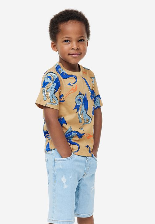 H&M - Cotton T-shirt - beige dragons