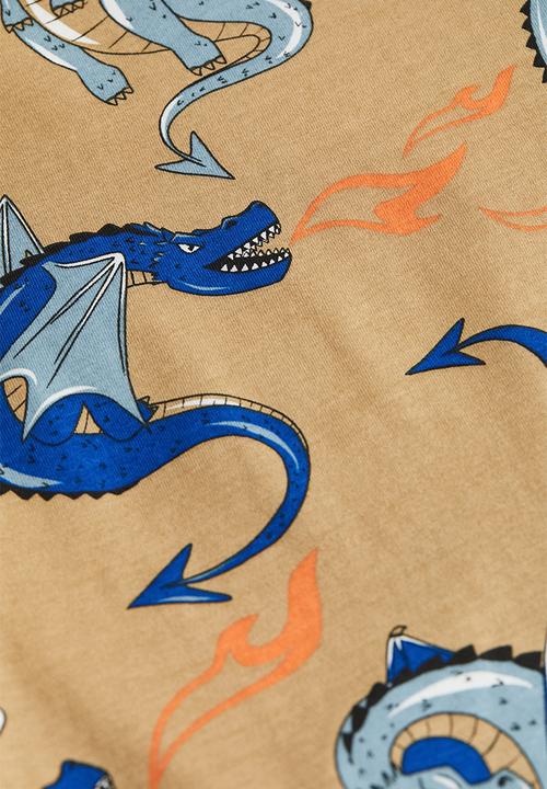 H&M - Cotton T-shirt - beige dragons