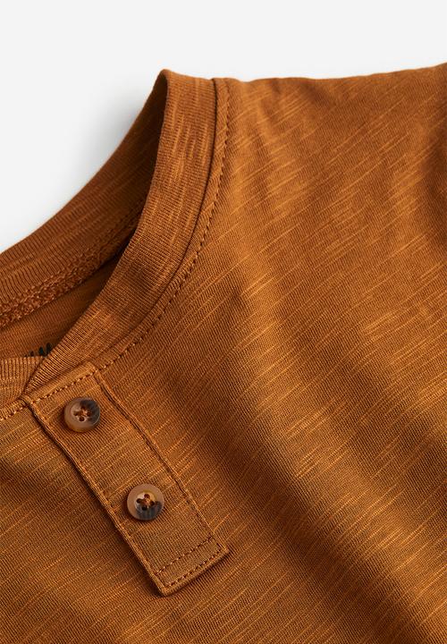 H&M - Cotton henley top - brown