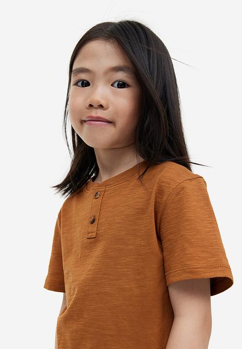 H&M - Cotton henley top - brown