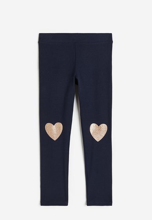 H&M - Leggings - navy blue hearts