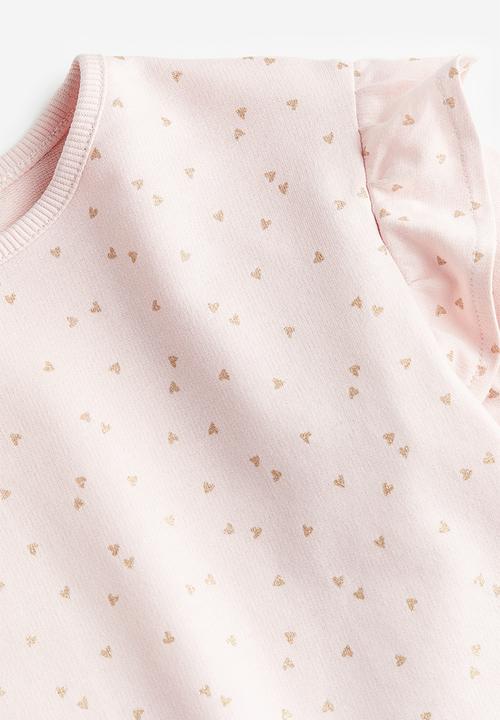 H&M - Flounce-trimmed sweatshirt - light pink hearts