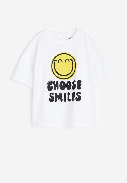 H&M - Oversized printed t-shirt - white smiley®
