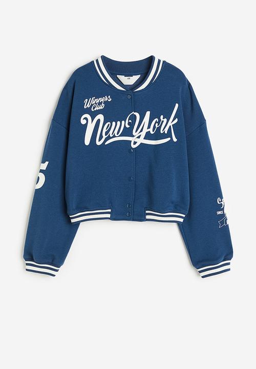 H&M - Oversized baseball jacket - blue new york