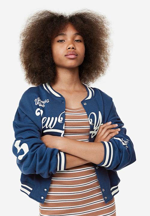 H&M - Oversized baseball jacket - blue new york