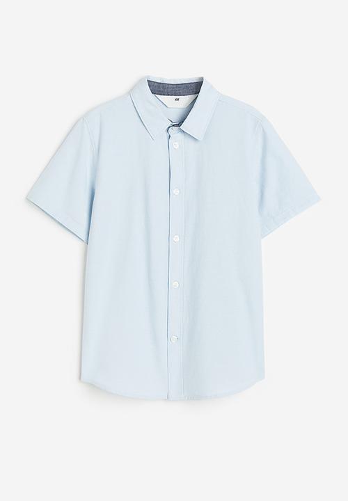 H&M - Short-sleeved cotton shirt - light blue
