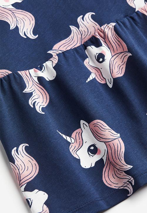 H&M - Patterned cotton dress - dark blue unicorns