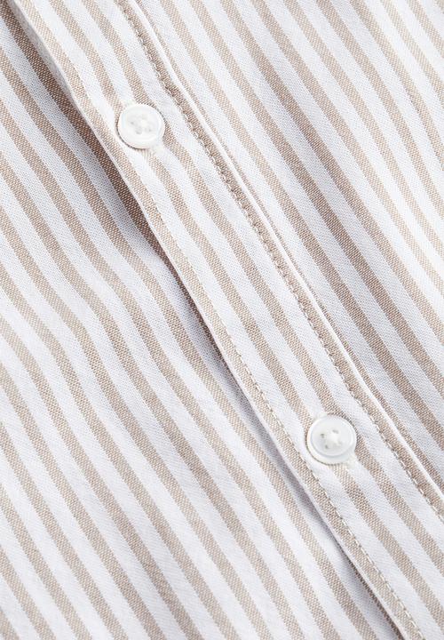 H&M - Short-sleeved cotton shirt - beige striped