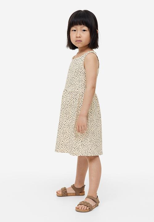 H&M - Patterned cotton dress - light beige spotted
