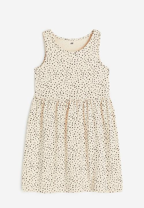 H&M - Patterned cotton dress - light beige spotted