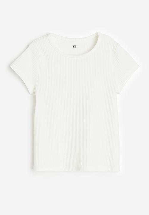 H&M - Ribbed cotton top - white