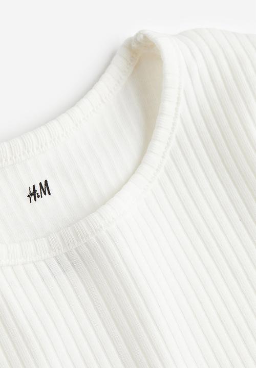 H&M - Ribbed cotton top - white