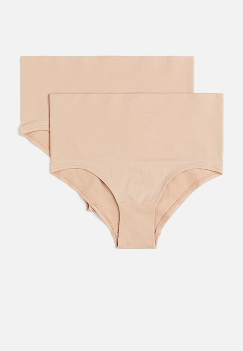 H&M - 2 Pack medium shaping briefs - light beige