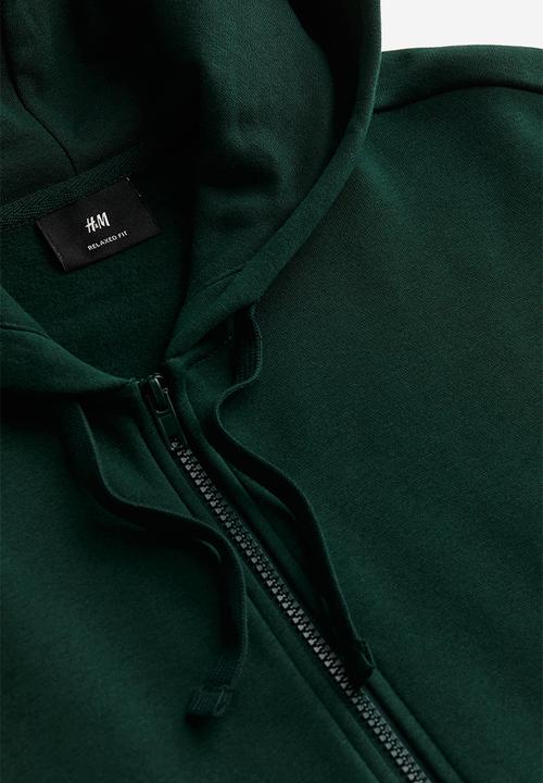 H&M - Loose fit zip-through hoodie - green