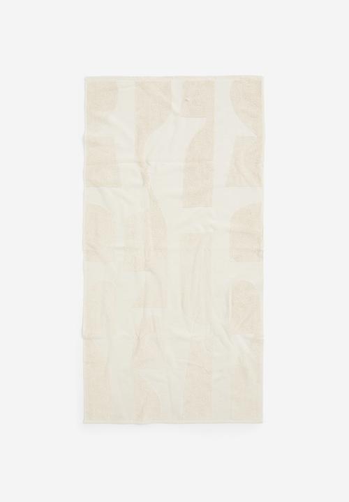 H&M - Patterned bath towel - light beige/patterned