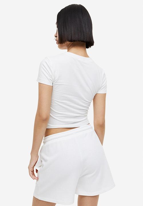 H&M - 2 Pack cropped T-shirts - light grey marl & white 