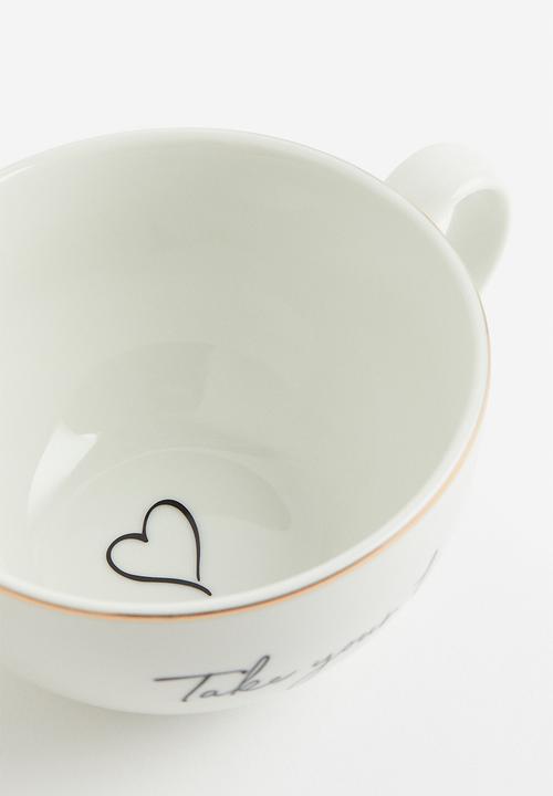 H&M - Porcelain cup - white/take your time