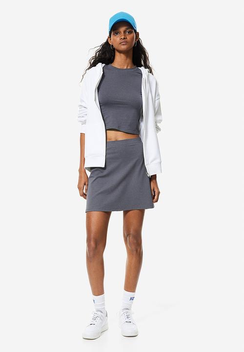 H&M - 2 Pack cropped T-shirts - light beige & dark grey