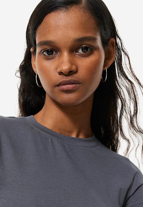 H&M - 2 Pack cropped T-shirts - light beige & dark grey