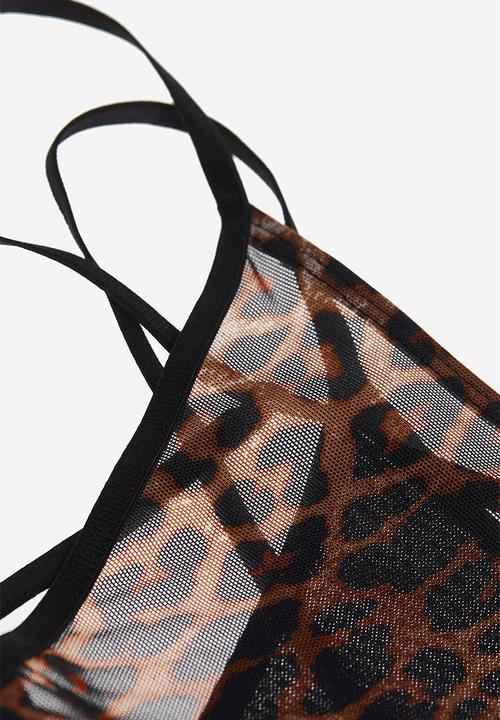 H&M - 3 Pack jersey thong briefs - black & leopard print