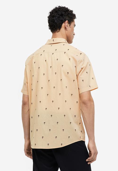 H&M - Cotton shirt regular fit - beige palm trees