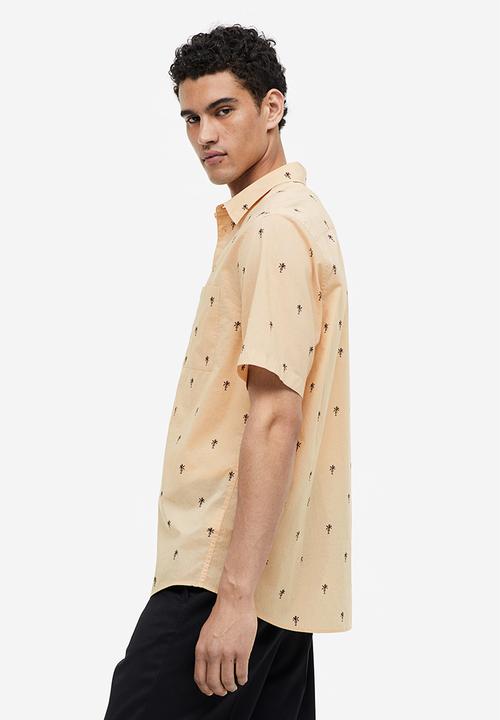 H&M - Cotton shirt regular fit - beige palm trees