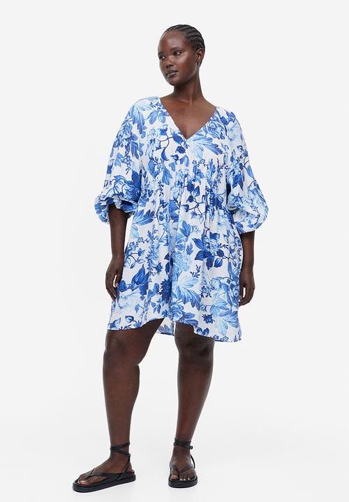 H&M - A-line dress - white blue floral