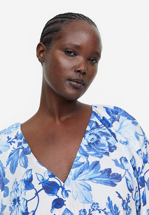 H&M - A-line dress - white blue floral