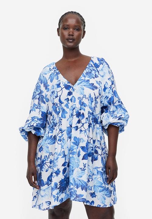 H&M - A-line dress - white blue floral
