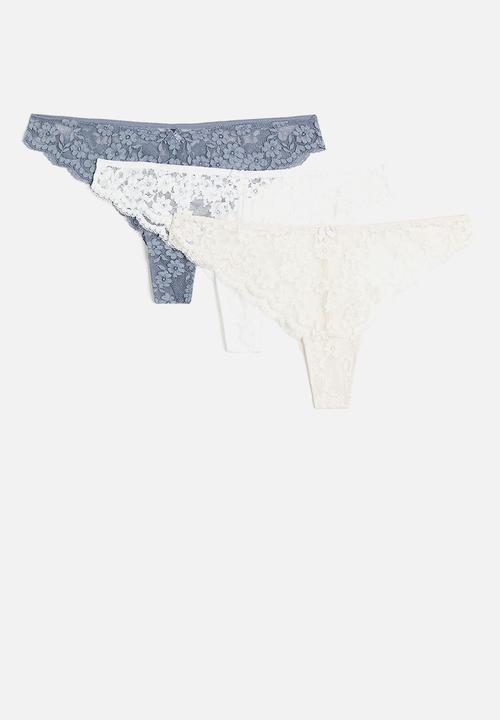 H&M - 3 Pack lace brazilian briefs - multi