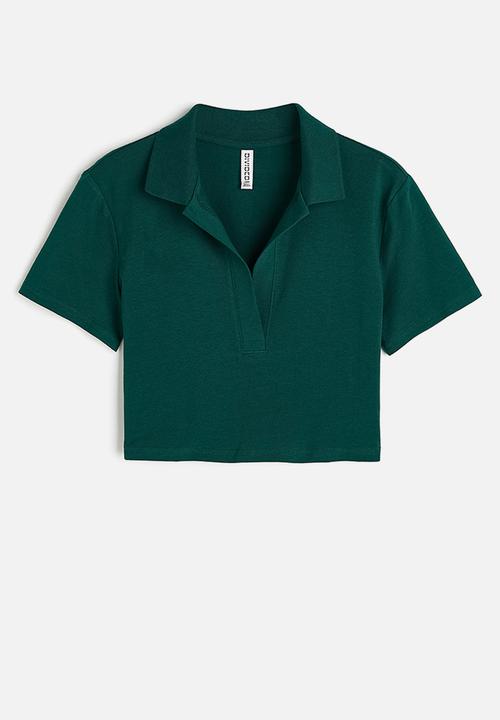 H&M - Collared cropped top - dark green