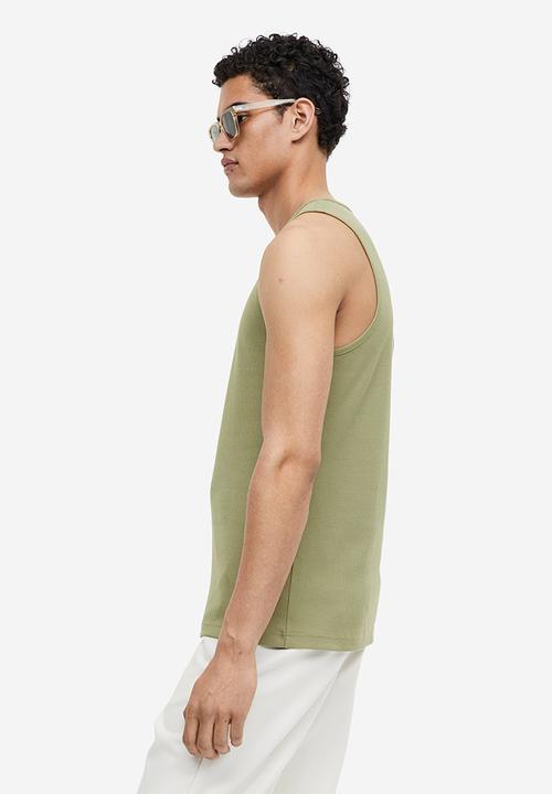 H&M - Slim fit ribbed vest top - khaki green
