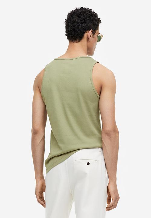 H&M - Slim fit ribbed vest top - khaki green
