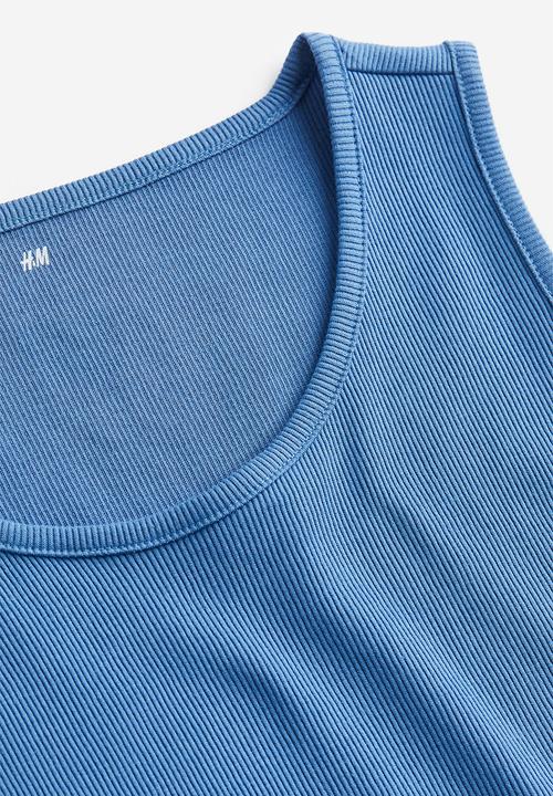 H&M - Slim fit ribbed vest top - light blue