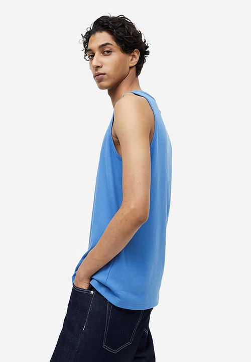 H&M - Slim fit ribbed vest top - light blue