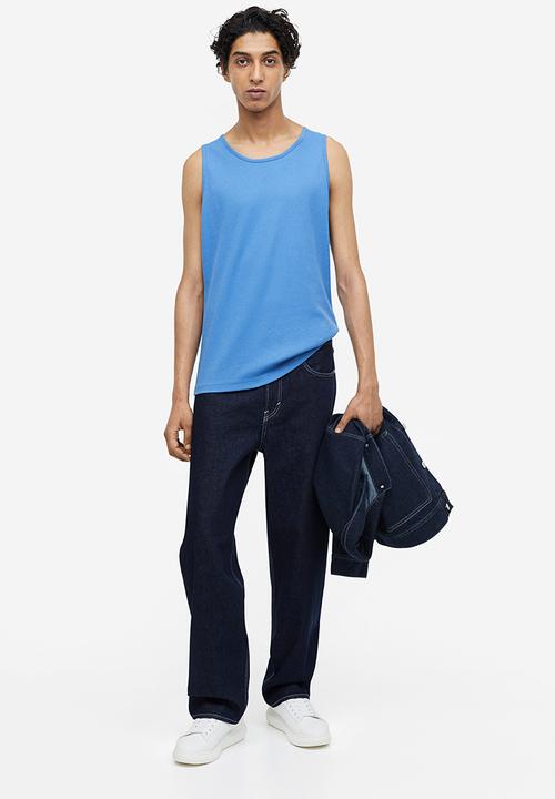 H&M - Slim fit ribbed vest top - light blue