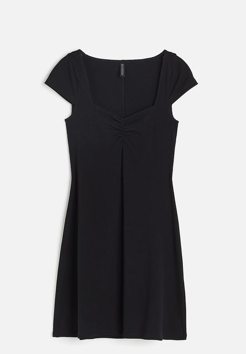 H&M - Cap-sleeved jersey dress - black