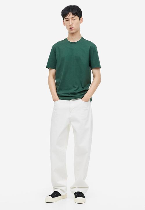 H&M - Slim fit pima cotton t-shirt - dark green