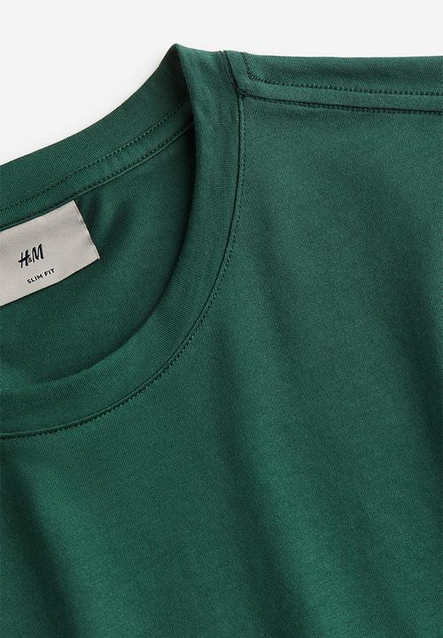 H&M - Slim fit pima cotton t-shirt - dark green