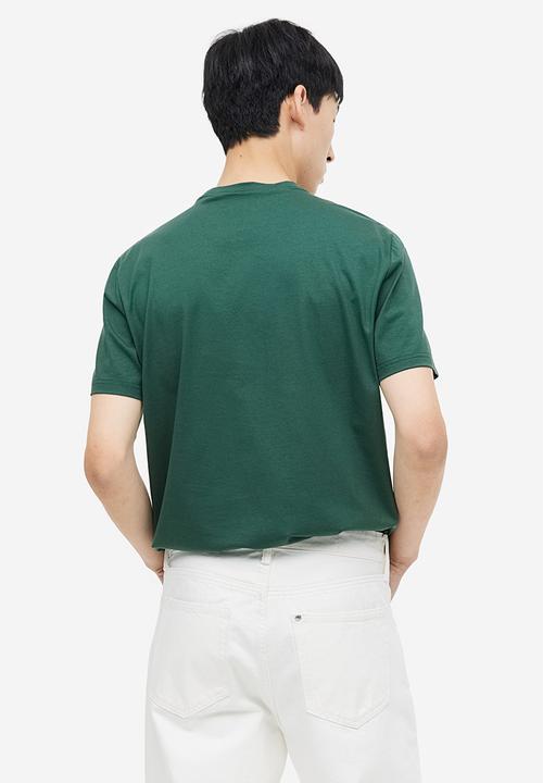 H&M - Slim fit pima cotton t-shirt - dark green